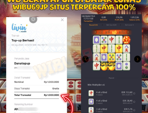 WIBU69JP MAIN MAHJONG DENGAN MODAL TIPIS WD IDR 1.000.000,- LUNAS