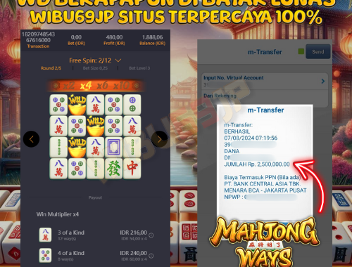 WIBU69JP MAHJONG WAYS LAGI GACOR HARI INI WD IDR 2.500.000,- LUNAS