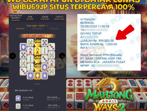 WIBU69JP MAHJONG WAYS 2 TIDAK PERNAH MENGECEWAKAN IDR 1.000.000,- LUNAS