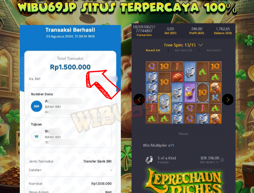 WIBU69JP LEPRECHAUN RICHES MEMBERIKAN WD IDR 1.500.000,- LUNAS