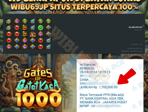 WIBU69JP GATES OF GATOTKACA 1000 MELEDAK IDR 1.700.000,- LUNAS