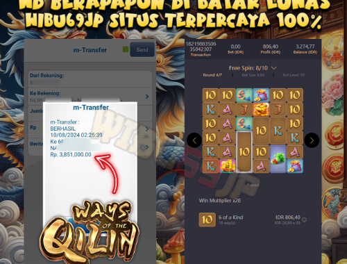 WIBU69JP WAYS OF THE QILIN MELEDAK X28 WD IDR 3.851.000,- LUNAS