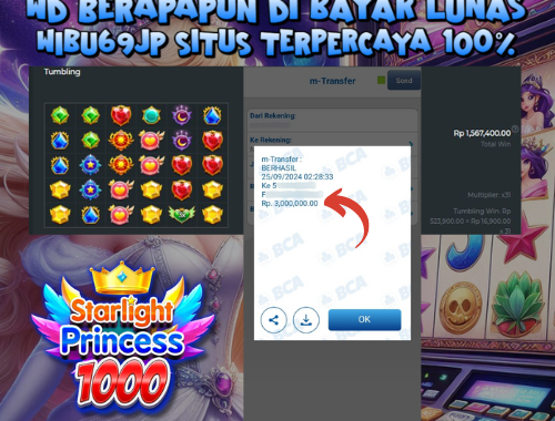 WIBU69JP PRINCESS 1000 REKOMEN HARI INI IDR 3.000.000,- LUNAS