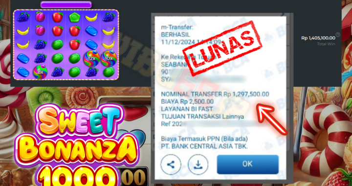 WIBU69JP JACKPOT SWEET BONANZA 1000 IDR 1.300.000,- LUNAS