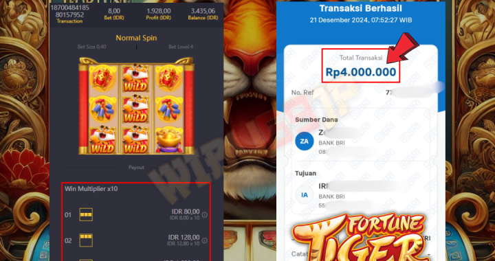 WIBU69JP FORTUNE TIGER JACKPOT IDR 4.000.000,- LUNAS