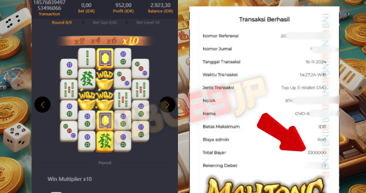 WIBU69JP MAHJONG WAYS 2 PECAH x1000 IDR 3.300.000,- LUNAS